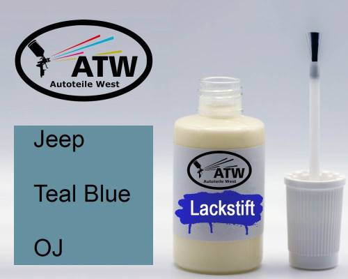 Jeep, Teal Blue, OJ: 20ml Lackstift, von ATW Autoteile West.